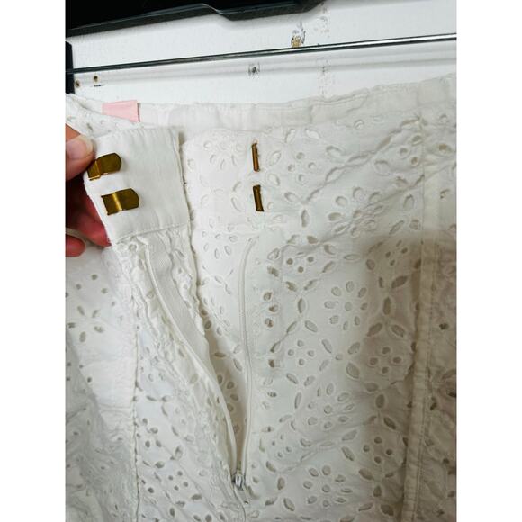 VERONICA BEARD White 100% Cotton Lace Eyelet Scalloped Cuff Riggs Pants Size 8 - Picture 8 of 14